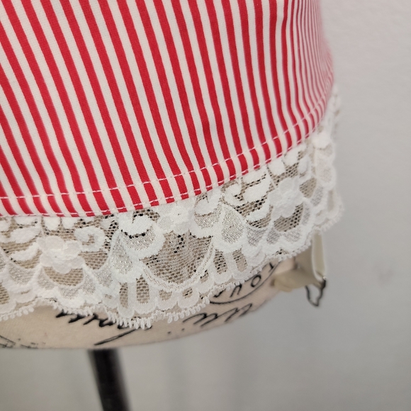 Forplay Lace Trim Garter Red White Striped Sz S/ M Women's Fairy Coquette - Picture 7 of 10